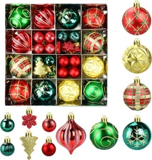 46 Pcs 2.36 Inch Christmas Ball Ornaments, Shatterproof & Elegant Set for Xmas T