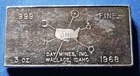 A 1968 Day Mines Wallace Idaho WH Foster Walla 3oz 999 FINE Silver bar
