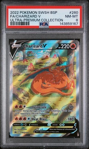 2022 POKEMON SWSH ULTRA-PREMIUM COLLECTION FULL ART/CHARIZARD V PSA 8