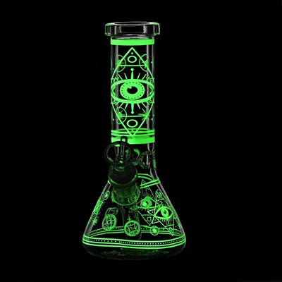 #ad #ad 8quot;Eye Fluorescent Glass Bong Glass Water Pipe Smoking Tobacco Beaker 14MM filter $14.99