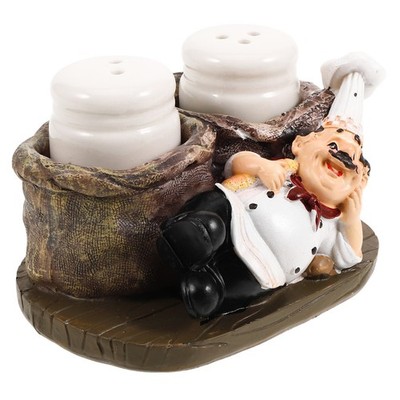  1 Set süße Chef-Statue und Gewürzglas, Gewürzbehälter aus Kunstharz,