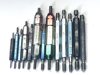 THREAD PLUG GAGE GO NO GO SETS(12) 2-56 Thru 5/16-24 VARIETY OF TPI S  USA   