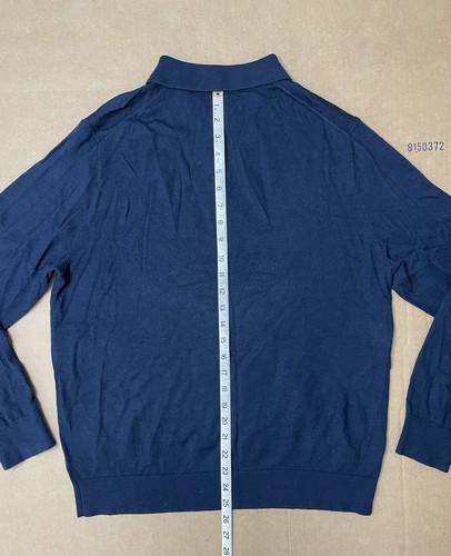 Polo uomo J Crew manica lunga grande misto lana merino blu navy - Foto 5 di 6