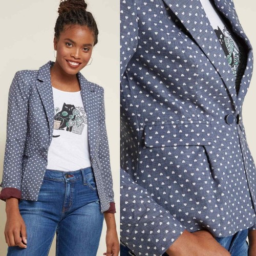 Modcloth Estilo Detector Peplum Blazer Corazones NUEVO EE. UU. Para Mujer Talla S - Imagen 2 de 8