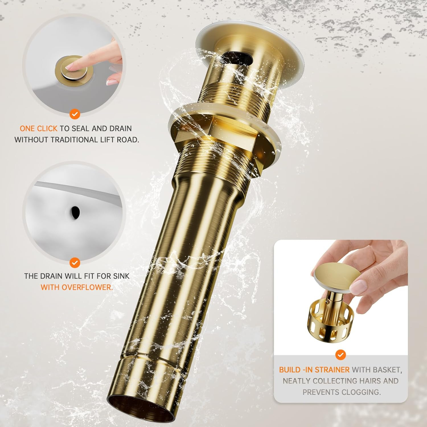 Brushed Gold Widespread 8 Inch 3 Holes Bathroom Faucet，2 Handles Modern Bathroom