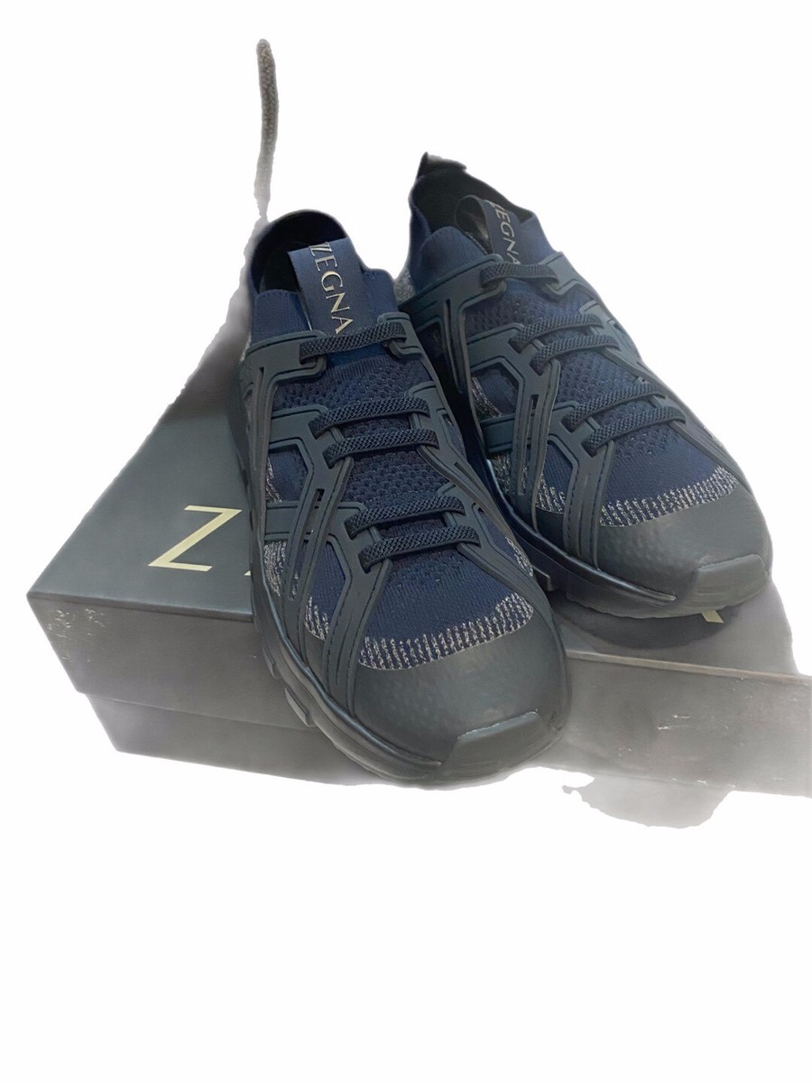 Ermenegildo Zegna Z Zegna Techmerino Sock 2.0 Sneaker Navy Mens US