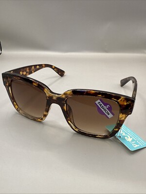 Piranha Glamour Square Sunglasses with Demi Retro Frame and Brown Gradient (S30)