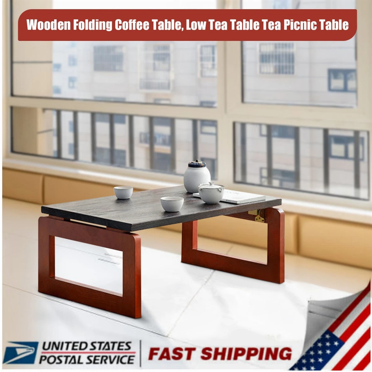 Flodable Wooden Folding Coffee Table Laptop Low Tea Table Tea Picnic Table NEW