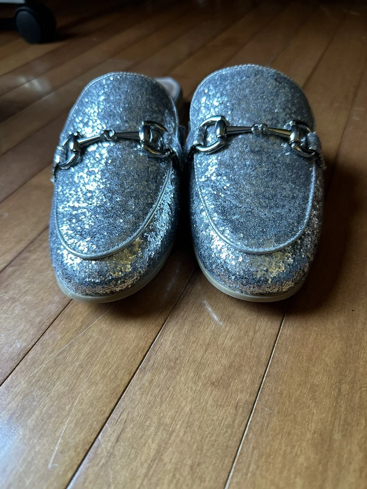 BCBGenerational Zorie Bit Silver Glitter Mules Size 9 - Image 2 of 4