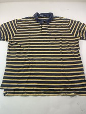 Polo Ralph Lauren Shirt Mens XL Blue Striped Short Sleeve Polo Blue Pony Casual