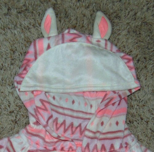 Llama 1 pc Pajamas Hooded Union Suit Fleece Blanket Sleeper Girls- sz 8 - Picture 3 of 5
