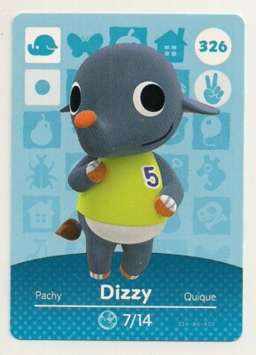 Animal Crossing amiibo Card Dizzy 326 Series 4 Elephant Horizons