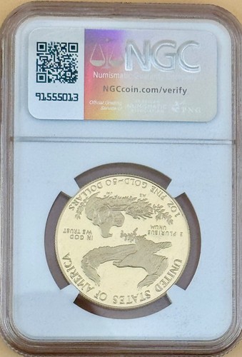 1986 $50 GOLD EAGLE NGC PF70 ULTRA CAMEO SIGNED BY JOHN MERCANTI - Picture 7 of 7
