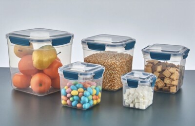 Silikon Quadrat Aufbewahrung Luftdicht Behälter 5 Stück Set 700,1400,2700,4400,6900ML