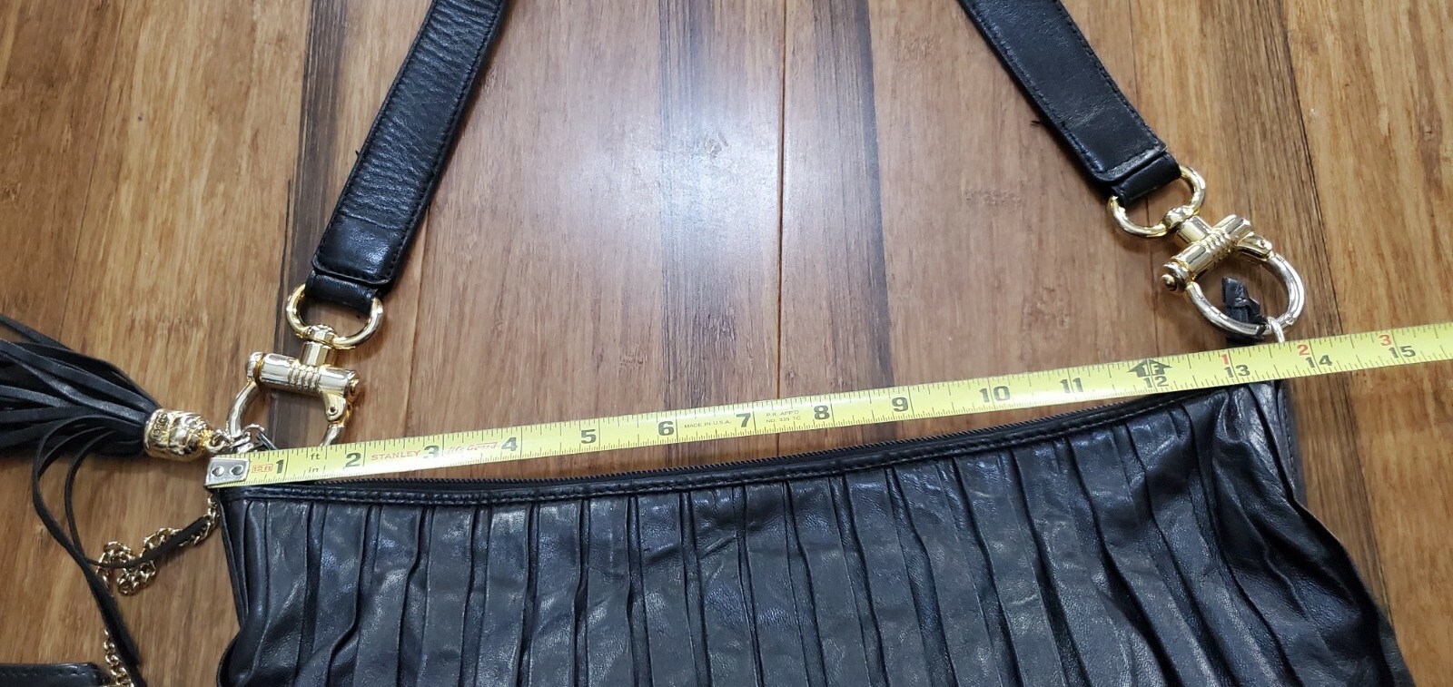 Cosci Italian soft leather shoulder bag, Black with p… Gem