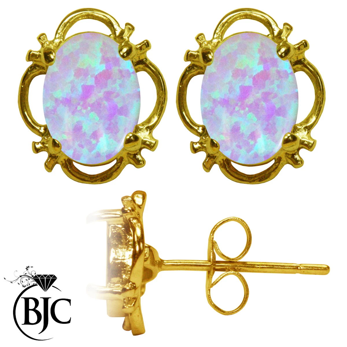 Orecchini A Lobo In Oro Giallo 9kt Con Opale Triplet Ovale Cabochon - Gioielli Ivy Gems
