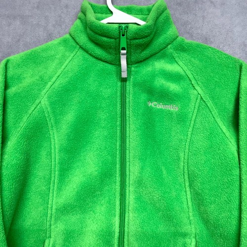 Columbia Benton Springs Fleece Jacket Boys 10/12 Green Logo Long Sleeve Full Zip - Picture 2 of 9