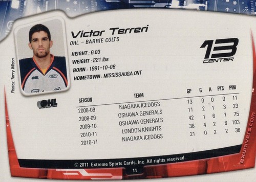 2011/12 Barrie Colts - VICTOR TERRERI - Picture 2 of 2