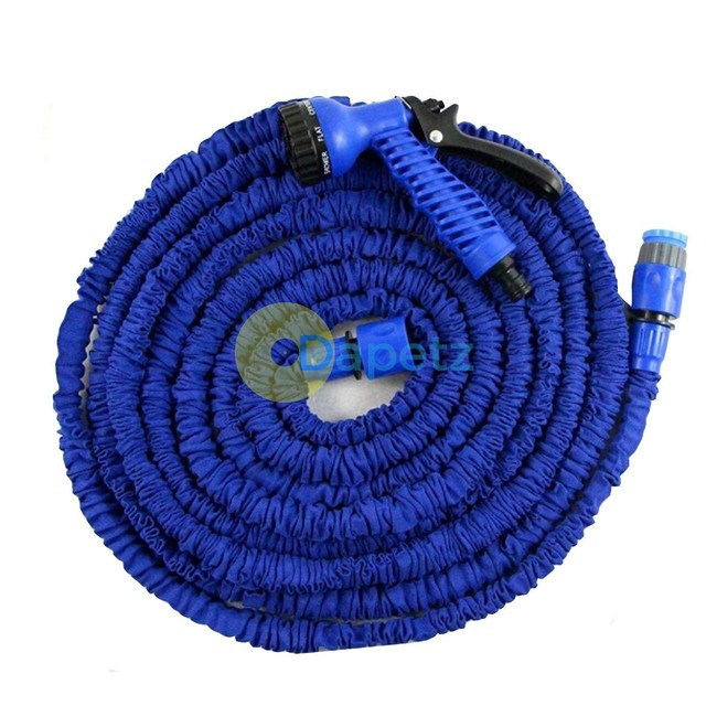 15M 50Ft 3X Expandable Flexible Garden Water Hose Jet Spray Nozzel Head