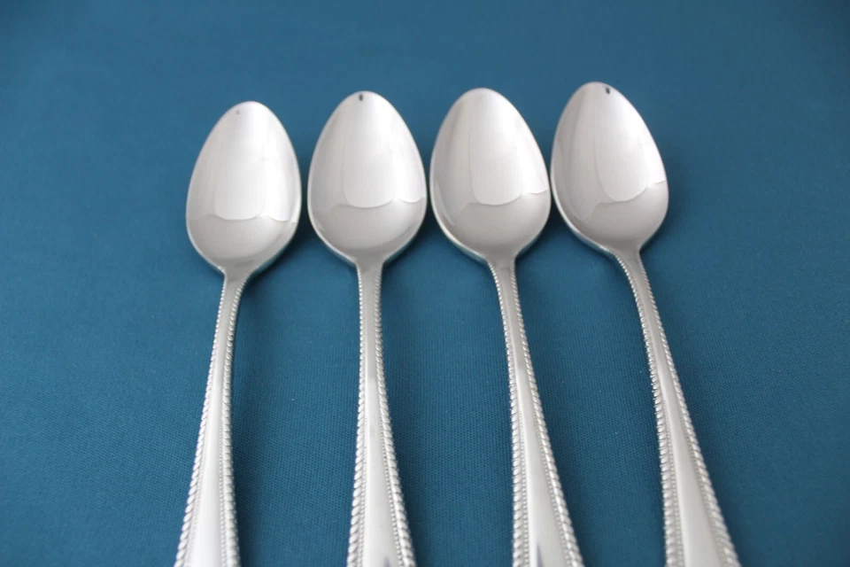 4 colheres de chá Wallace WICKHAM meia conta brilhante 18/8 aço inoxidável Japão 6 1/8" - Imagem 3 de 4