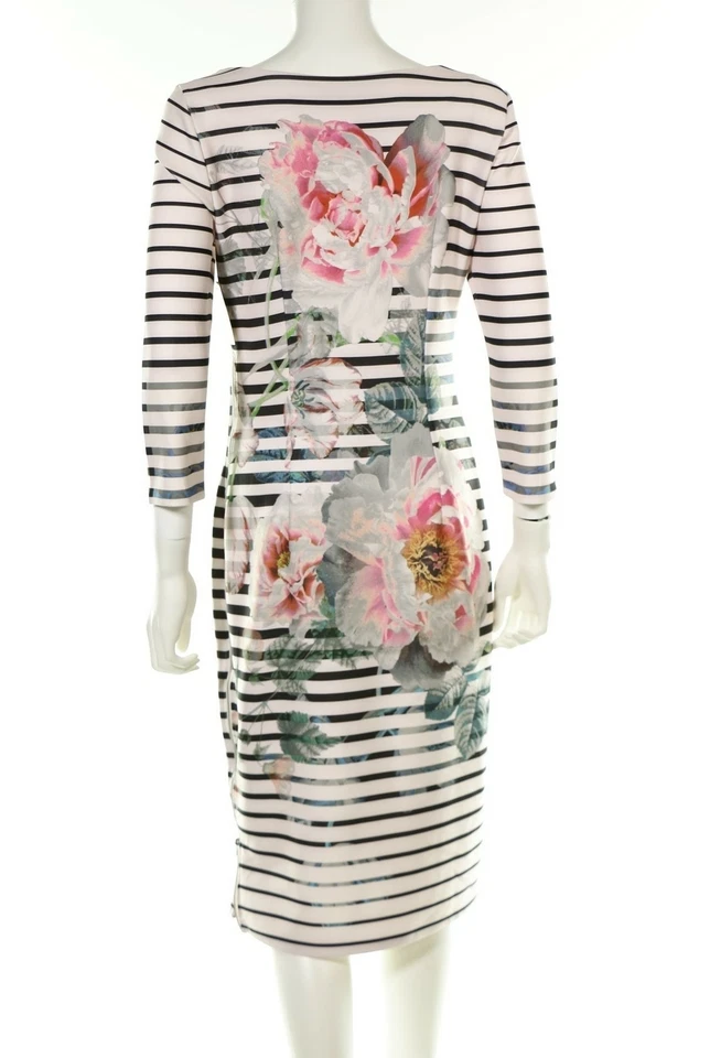 ECI 134089 Pink Hue Flower Print Scuba Sheath Dress Sz 4 - Image 4 of 4