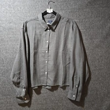 NWT Gap Women's Flannel Crop Button up Gray XL Long Sleeve