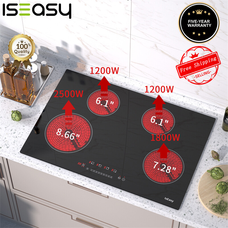 6700W Cooktop 4 Burners Electric Built-in Cooktop Sensor Touch Control 240 V