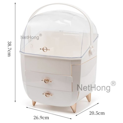 weiblich Weiß Kosmetik Make up Organizer 2 Schubladen Aufbewahrung Schmuck Box - Bild 8 von 8