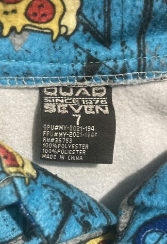 Quad Seven Kid’s Pajama Set Size 7 Blue Dinosaur Pizza Button Down Shirt Pants - Picture 6 of 6