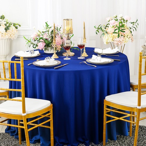 Wedding Linens Inc. 132" Round Scuba (Wrinkle-Free) Tablecloths - Picture 12 of 20
