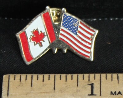 American Flag And Canadian Flag Vintage Enamel Lapel Pin | eBay