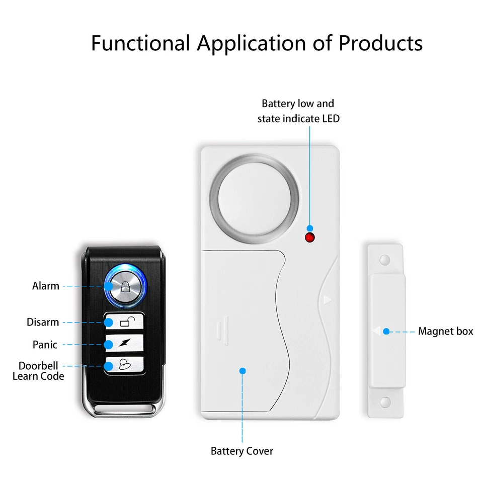 Fensteralarm Türalarm mit fernbedienung 110dB Alarmanlage Einbruchschutz Funk - Bild 3 von 4