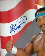 EB3134  RON SIMMONS  signed Vintage Wrestling Magazine 4 PAGE POSTER w/COA
