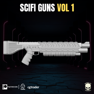 Sci-Fi Rifle style v3 custom weapon for use with 4" 6" 7" 12