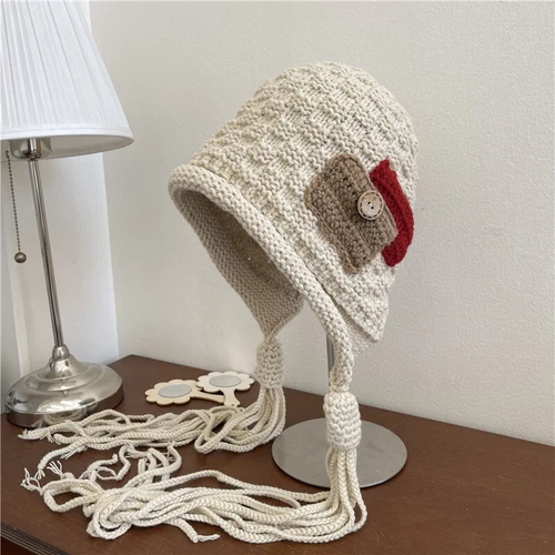 Mujeres Gorro Tejido Gorra Ganchillo a Mano Cálido Orejera Sombrero Borla Retro Cálido - Imagen 18 de 19