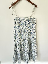 Stellah Floral Print Dress Size Small Blue White Cottagecore Coquette Coastal