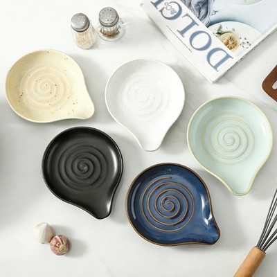 Daily Cooking Spoon Rest Dish with Ridged Middle for Home Use