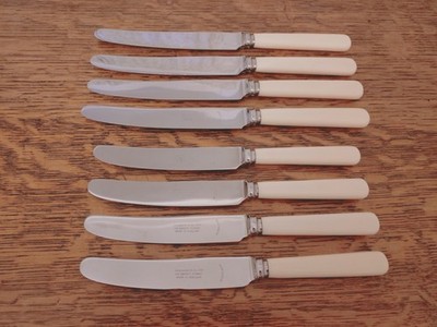 Vintage Set 8 x Faux Bone Handle TABLE CUTLERY - Garrard & Co of London - 1950s
