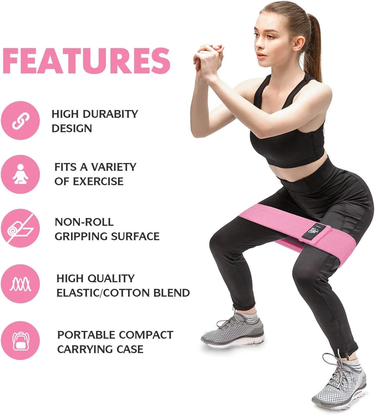 Resistance Bands Set, Exercise Bands with Non-Slip Design for HIPS & Glutes