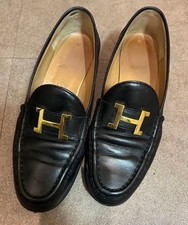 HERMES Loafers Shoes H Logo EU 36 US 6 Black Authentic