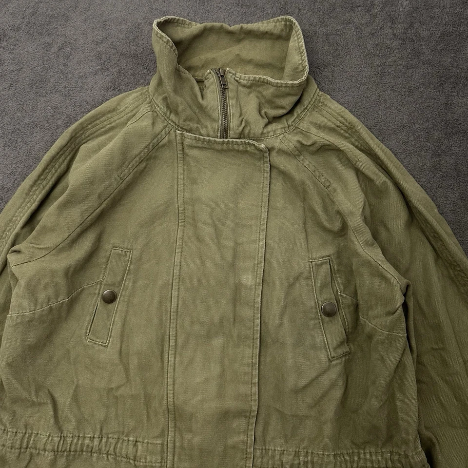 Matty M Womens Cotton Utility Cargo Jacket Army Green Size Large Pockets - Image 2 of 4