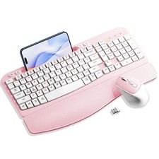 Wireless Keyboard and Mouse Combo, Wave Keys Computer Ergonomic Keyboard with...