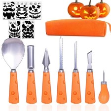 Halloween Pumpkin Carving Kit - 7 Essential Tools  12 Stencils for Fun Designs