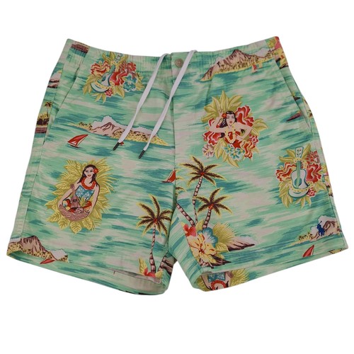 Polo Ralph Lauren Chino Beach Shorts Mens Medium Hawaiian Hula Tropical Floral - Picture 1 of 15