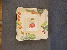 Michael  Desing  Works Melamine Chip and Dip Serving  Tray Vegetable Kingdom