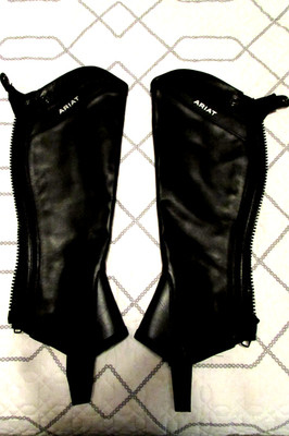 Ariat Palisade Unisex Black Leather Half Chaps - Size MS (see below)