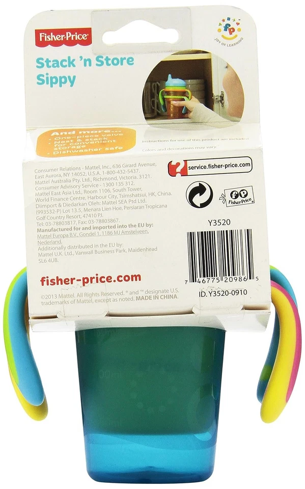 Fisher-Price Stack 'n Store Taza para sorber Caño Suave 2 Cuentas Bebé Set Alimentación NUEVO Foto 2 de 3