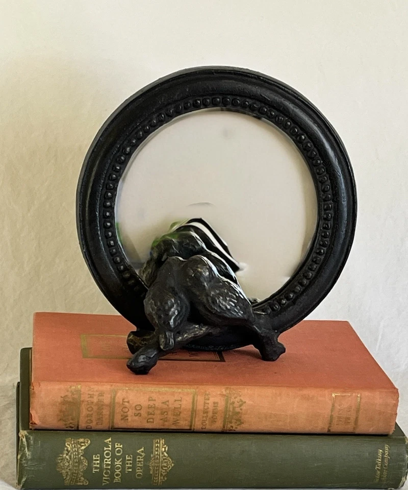 Vintage Iron Lovebird Mirror Standing for Vanity or Tabletop in Black Bronze - Image 3 of 4