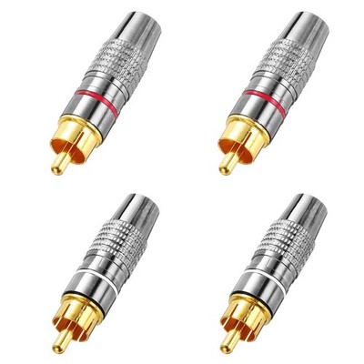 4Pcs RCA to Speaker Wire Connector, RCA Solderless 8MM Jack Plug