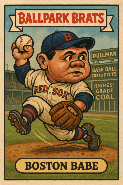 Babe Ruth as "Boston Babe" Parody Art Card Boston Red Sox